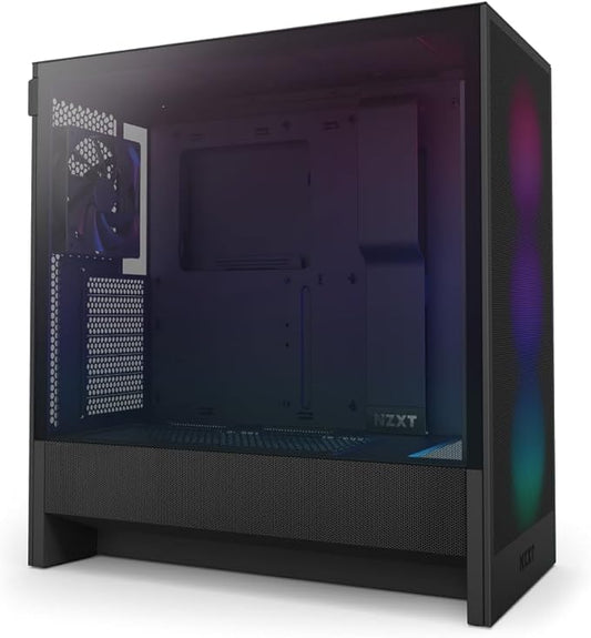 NZXT H5 Flow RGB 2024 - Compact ATX Mid-Tower PC Gaming Case - High Airflow - F360 RGB Core (CV) Included - 360mm Front & 240mm Top Radiator Support - Cable Management - Tempered Glass - Black