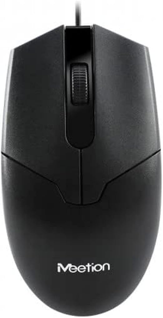 MEETION MT-M360 USB Wired Mouse Black with High Precision, Smooth Anti-Skid Scroller, 1000 DPI Optical Sensor, Symmetrical & Ergonomic Design, Plug & Play, Compatible with XP/Vista/7/8/10/11 MAC OS