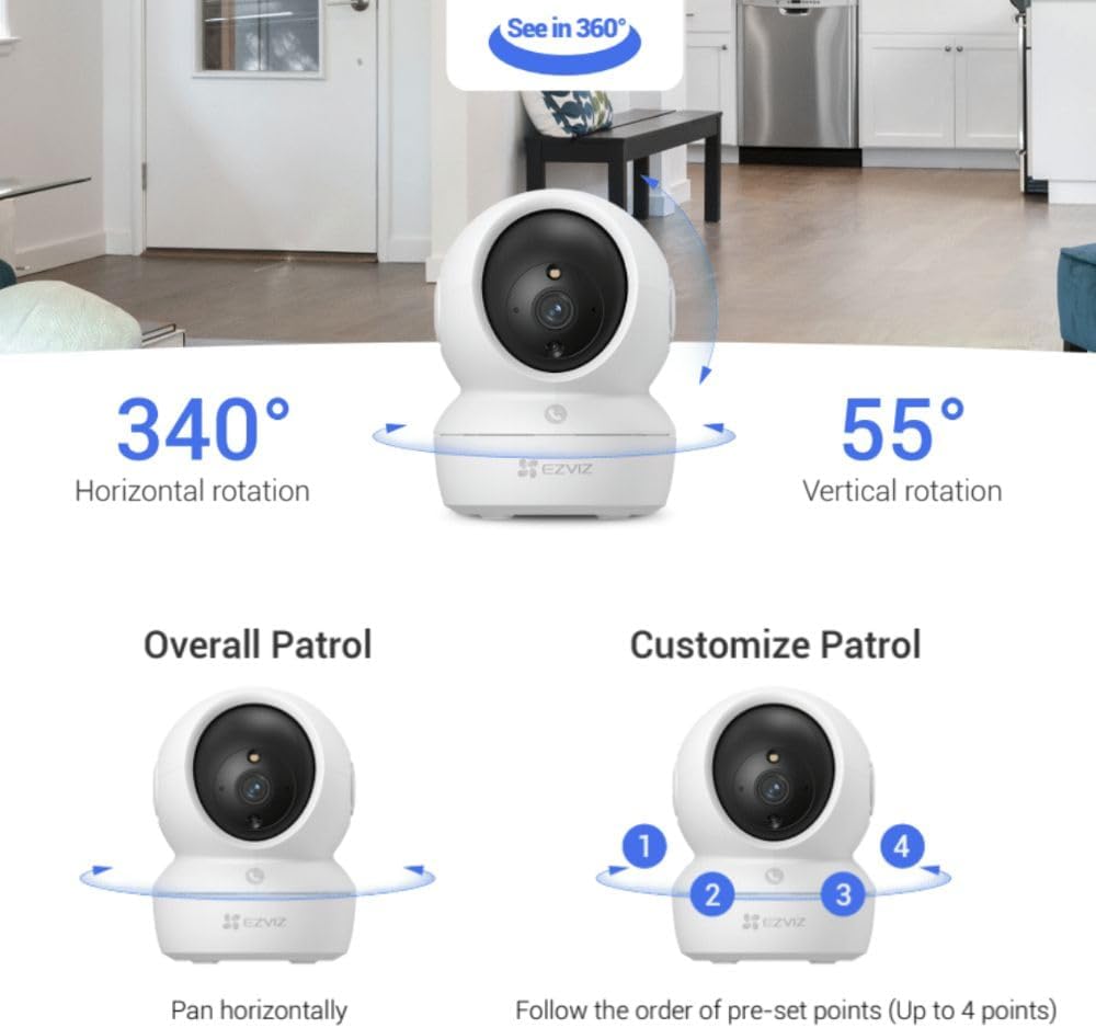 EZVIZ H6c Pro 2K Smart Home Security Camera with AI Detection & Night Vision