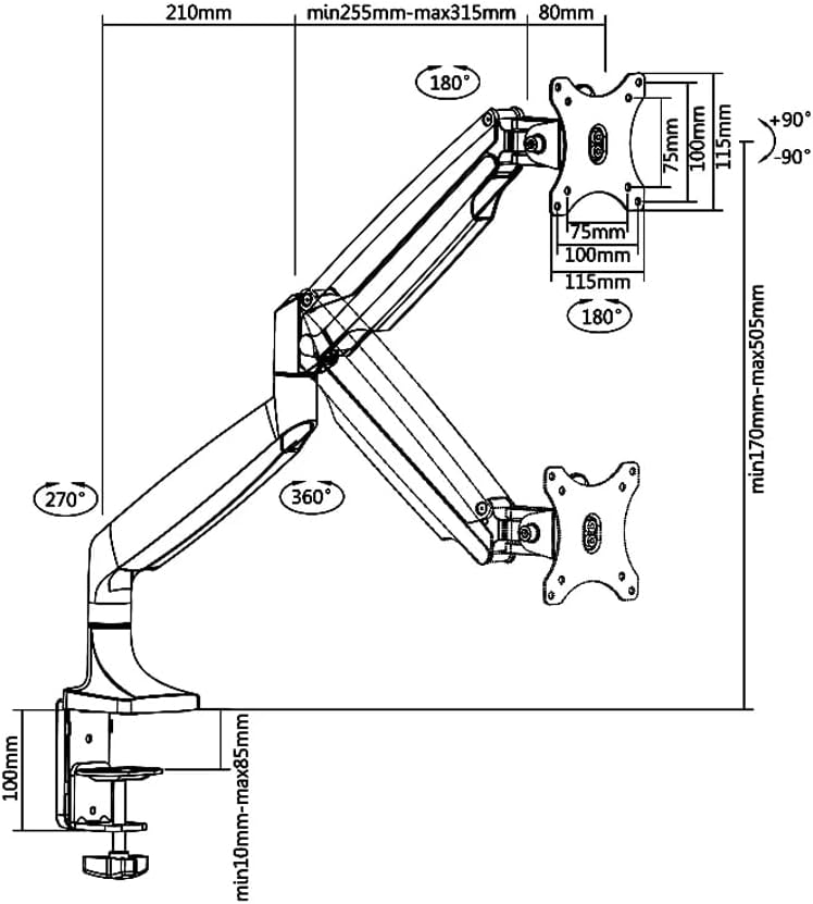 Skill Tech SH 100 C012 Premium Single Monitor Ergonomic Arm