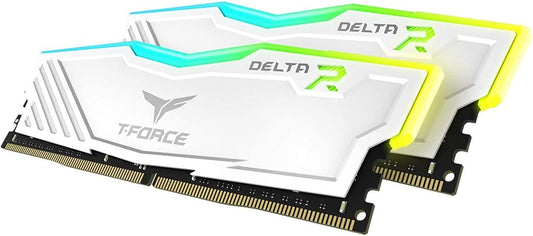 TEAMGROUP T-Force Delta RGB DDR4 32GB (2x16GB) 3600MHz (PC4-28800) CL18 Desktop Gaming Memory Module Ram TF4D432G3600HC18JDC01,White-GC