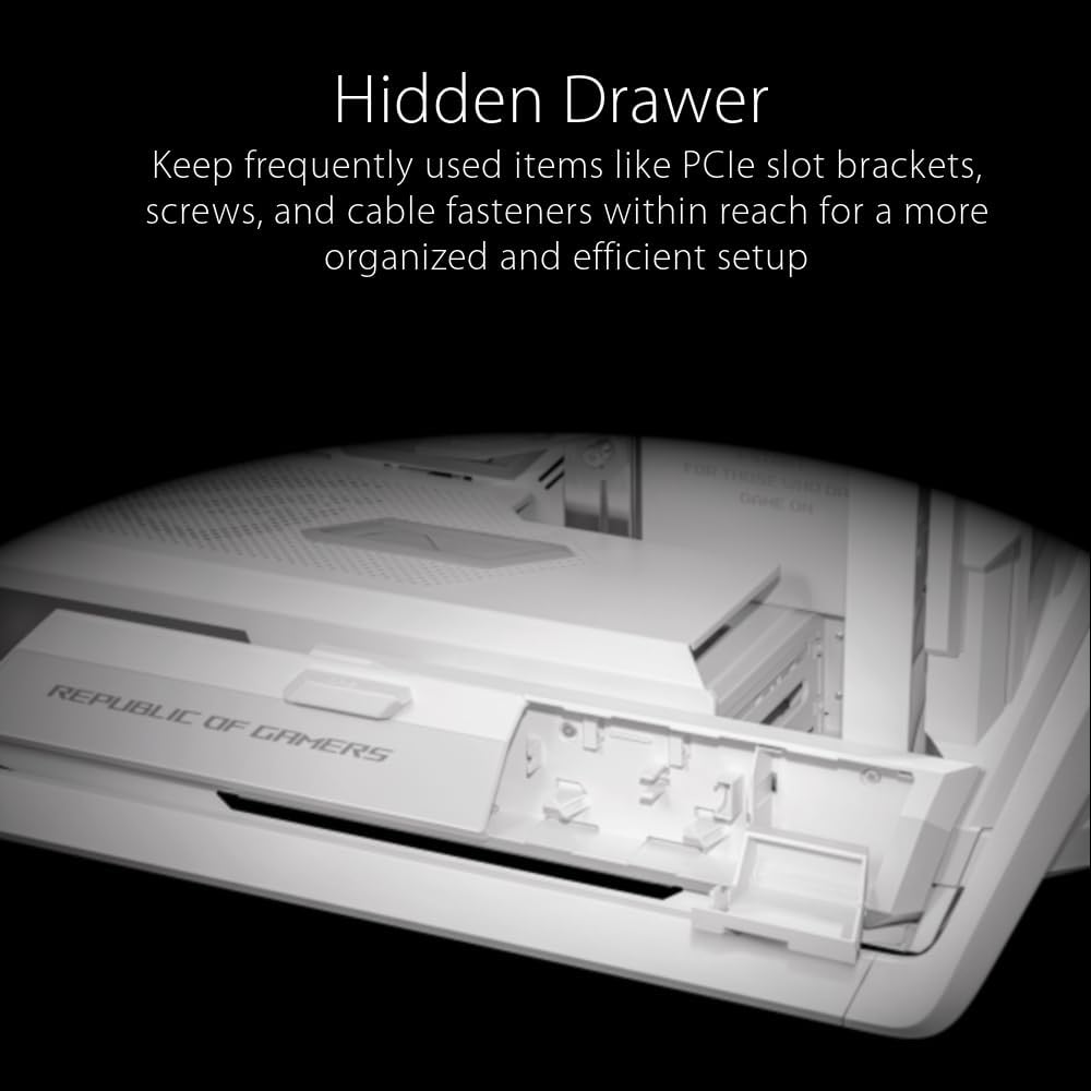 ASUS ROG Hyperion GR701 PC Case, Supports 2 x 420mm Radiators, 4 x 140mm PWM Fans, Flip Side Panels, Integrated VGA Support and ARGB Hub, Front Panel 2 x USB Type-C White