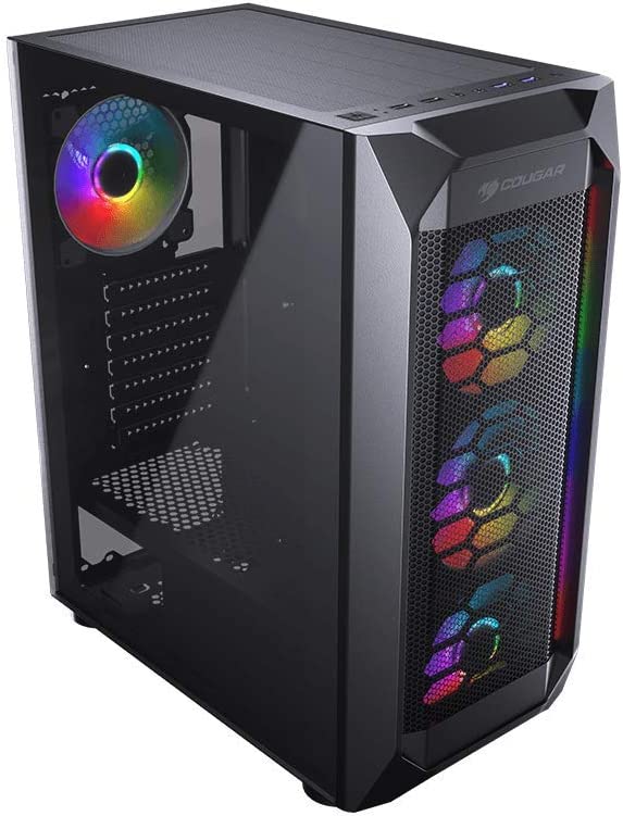 Cougar Mx410 Mesh-G RGB Powerful Airflow And Compact Mid-Tower Case With Tempered Glass, Dual RGB Strips And 4 X RGB Fans