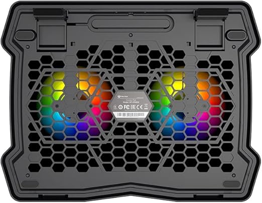 MEETION CP2020 Cooler Pad – Quiet Adjustable RGB Gaming Laptop Cooling Pad – With Dual Fans – Up to 14 Inch – 2*USB | MT-CP2020