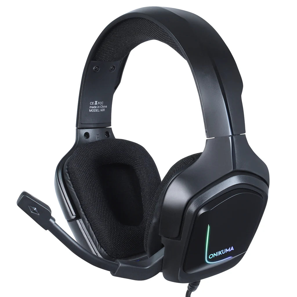 ONIKUMA K20 Wired Gaming Headsets With Microphone RGB Light-Black