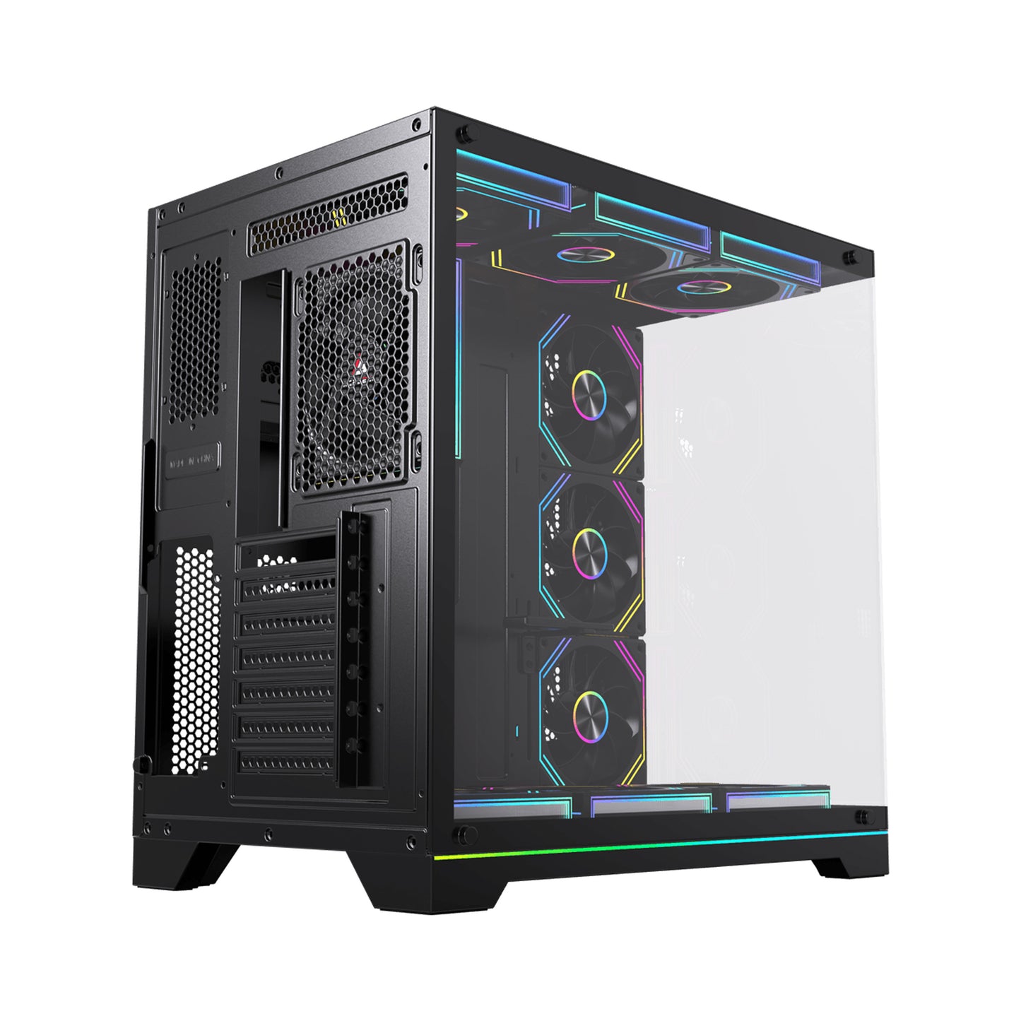 Acegeek Mercury R425X ATX Computer Case, Up to 360mm Radiator & 10x Fan Support, Dual Side Full Tempered Glass, 0.7mm SPCC Material, USB 3.0, USB 2.0 x2, HD Audio, Black