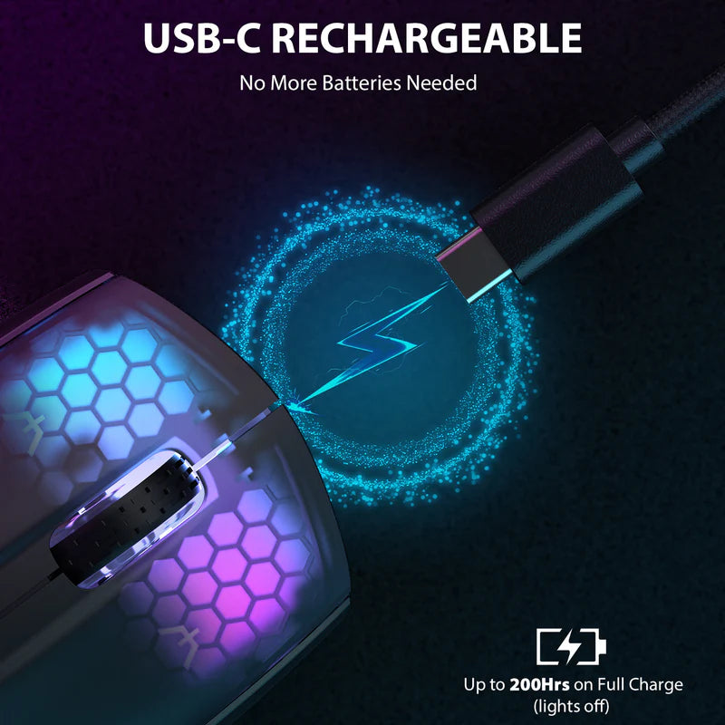 ATTACK SHARK X5 Ultra-Lightweight Wireless Black Gaming Mouse,  49g, Tri-Mode (2.4GHz/BT/Wired)