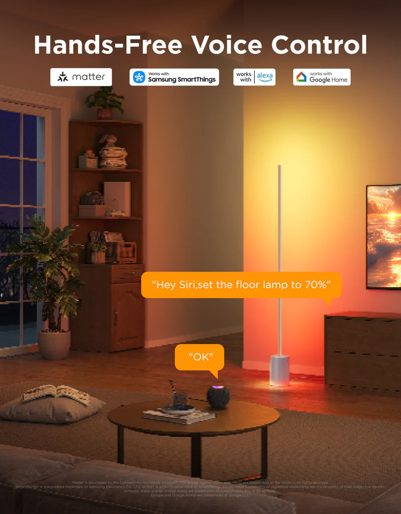 Govee Floor Lamp 2 H607C181 RGBIC Smart LED Floor Lamp, 1725lm Bright Corner Lamp with 2200K-6500K White Light, Matter, Alexa & Music Sync