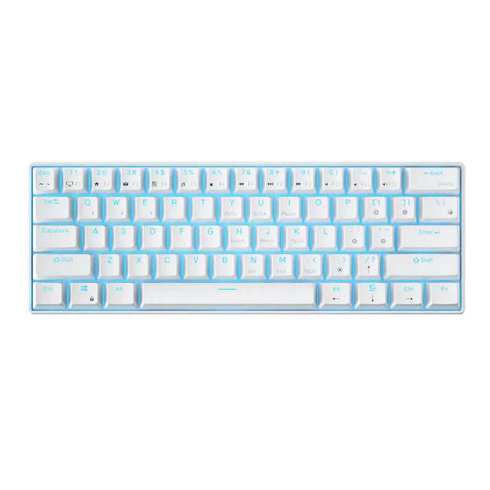 Royal Kludge Rk-61 Tri-modes 61 Keys Blue Switch White Rgb Hot-swap Wired Gaming Keyboard,RK61SM-WHIT-Q,