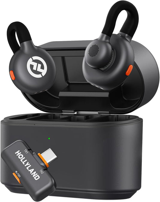 Hollyland Lark M2S Wireless Lavalier Microphone with USB-C plug for iPhone 15/16 and Android, Titanium Clip, Plug-and-Play, Noise Cancelling, 300m Range, 27H Battery Life for Vlogging, YouTube