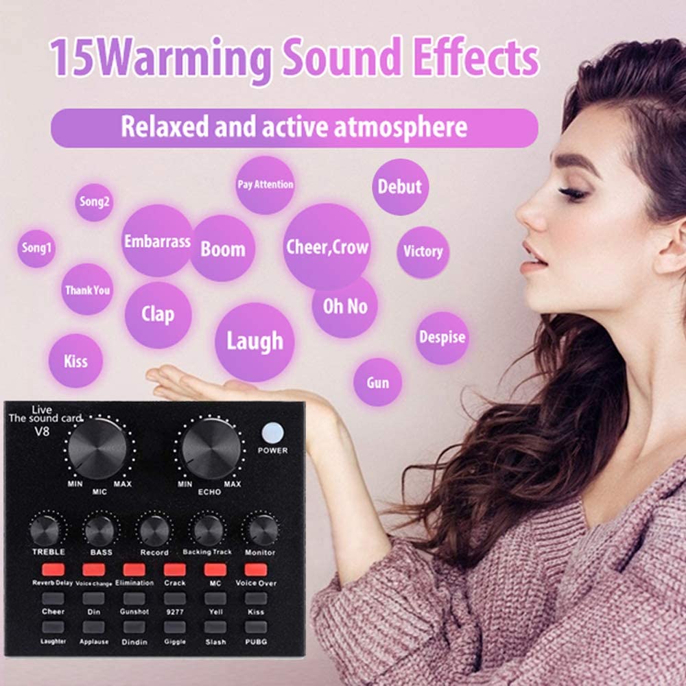 ALPOWL Podcast Equipment Bundle, Audio Interface with All in One Live Sound Card and Condenser Microphone, Perfect for Recording, Broadcasting, Live Streaming (black)