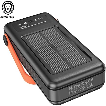 Green Lion Solar Portable Power Bank 30000mAh PD 20W QC3.0 - Black