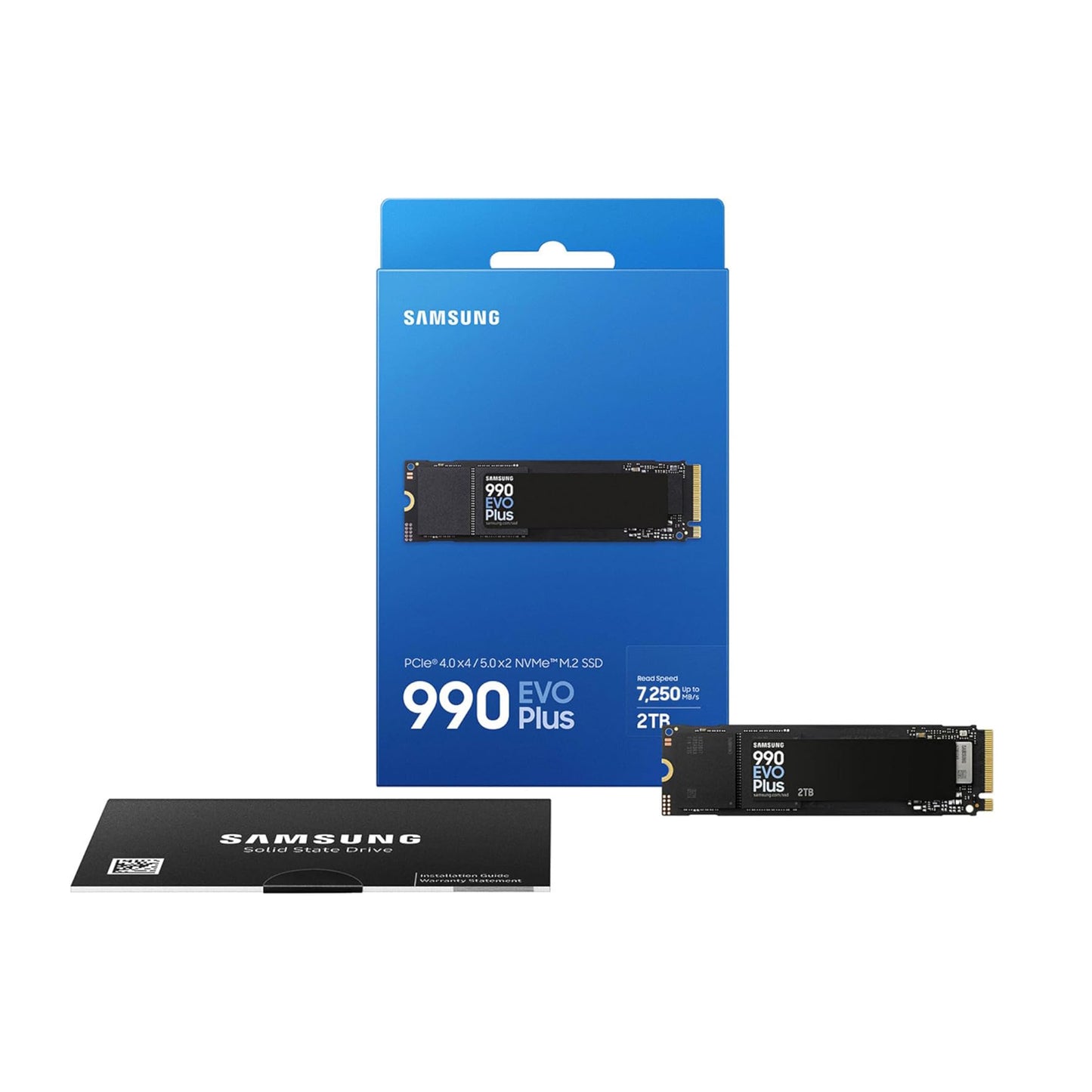 Samsung 990 EVO Plus SSD 2TB, PCIe Gen 4x4, Gen 5x2 M.2 2280, Speeds Up-to 7,250 MB/s, Upgrade Storage for PC/Laptops, HMB Technology and Intelligent Turbowrite 2.0