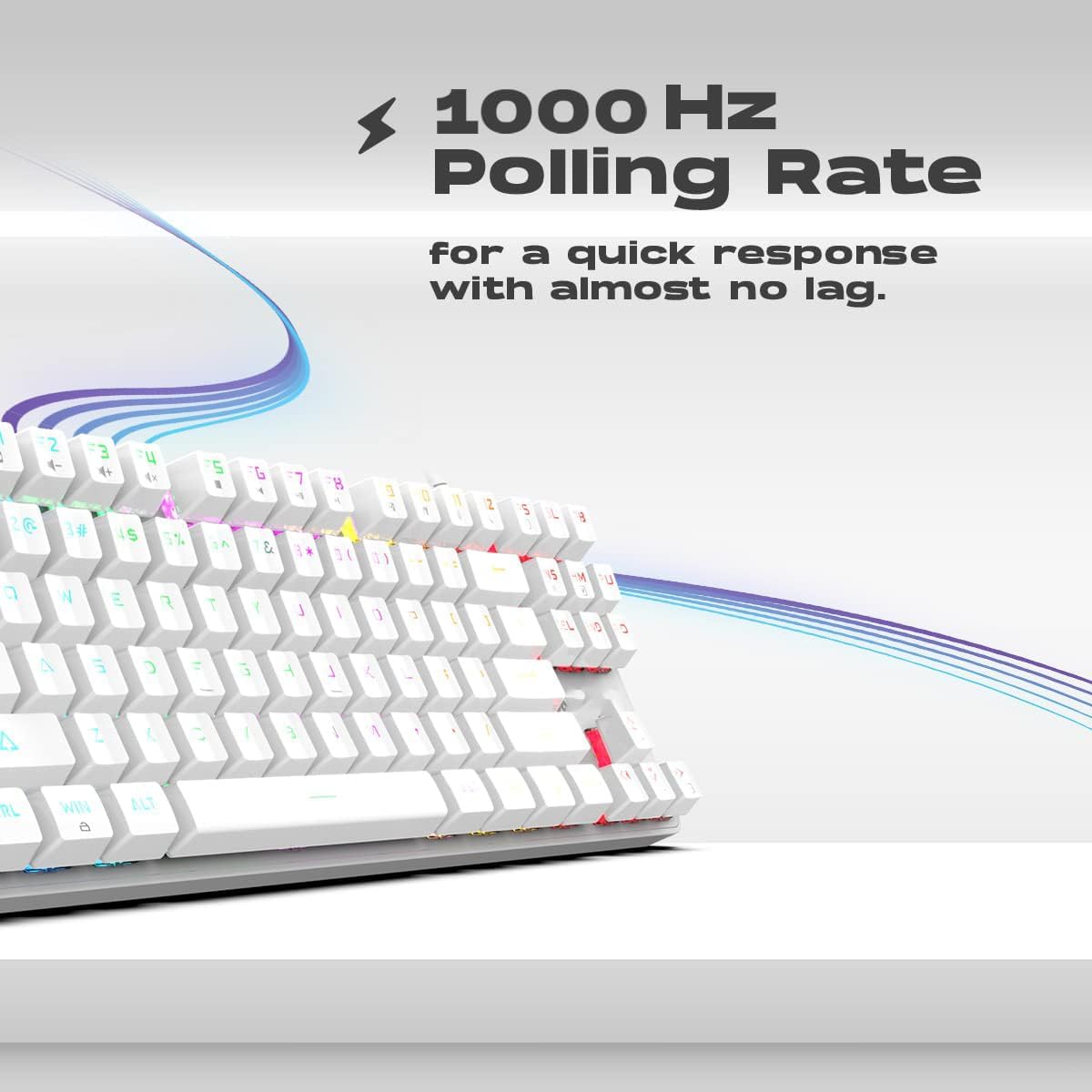 GameStop GS200 RGB Gaming Mechanical Keyboard - Outemu Brown Switches - 1000Hz Polling Rate - FPS Sniper (White)