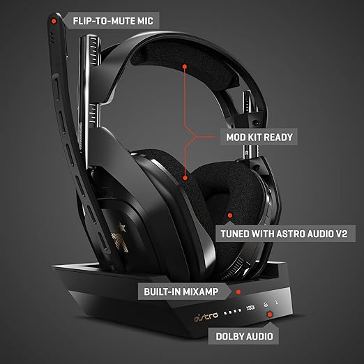 ASTRO Gaming A50 Wireless Headset + Base Station Gen 4 - Compatible with Xbox Series X|S, Xbox One, PC, Mac -