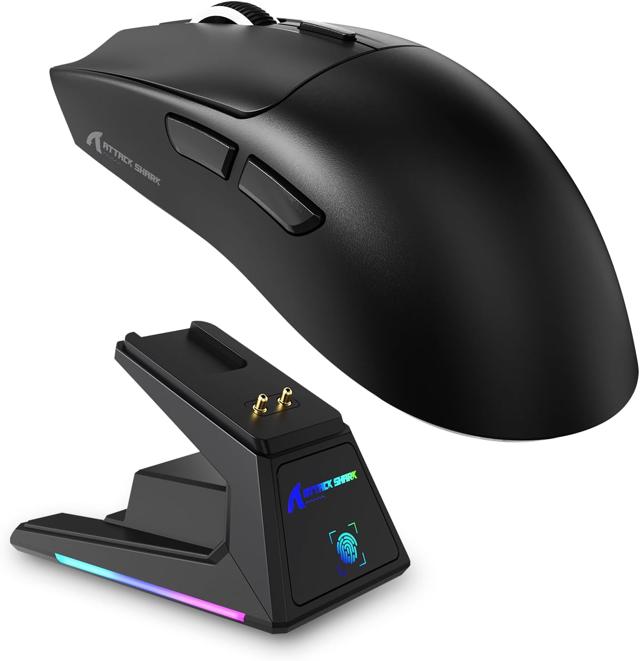 ATTACK SHARK X1 Wireless Gaming Mouse with RGB Charging Dock, PAW3395 PRO Sensor Up to 40K DPI,53g Ultra Light Tri-Mode Computer Mice,1KHz Polling Rate 5 Programmable Buttons for WIN/MAC-Black