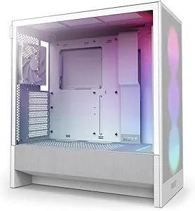 NZXT H5 Flow RGB 2024 - Compact ATX Mid-Tower PC Gaming Case - High Airflow - F360 RGB Core (CV) Included - 360mm Front & 240mm Top Radiator Support - Cable Management - Tempered Glass - White