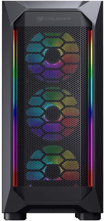 Cougar Mx410 Mesh-G RGB Powerful Airflow And Compact Mid-Tower Case With Tempered Glass, Dual RGB Strips And 4 X RGB Fans