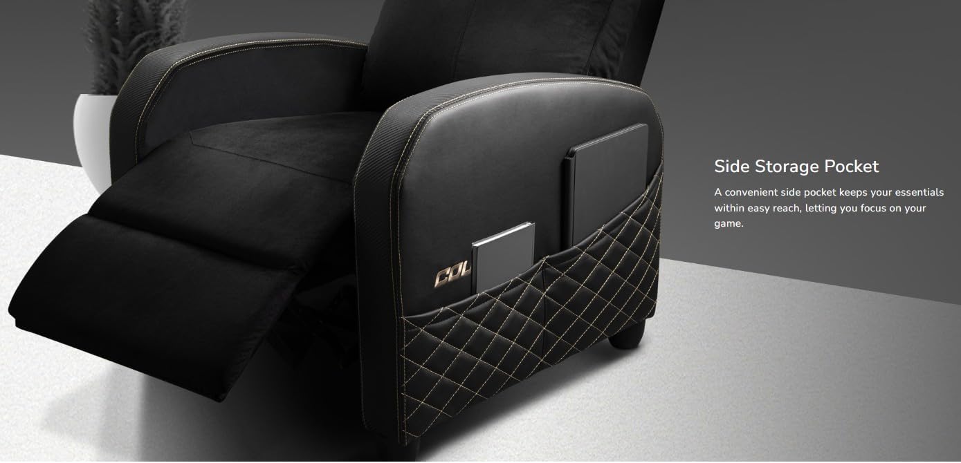 COUGAR Ranger Elite Gold Gaming Sofa, Plush Velvet Upholstery, Side Pocket, Foldable Footrest & Reclining Backrest