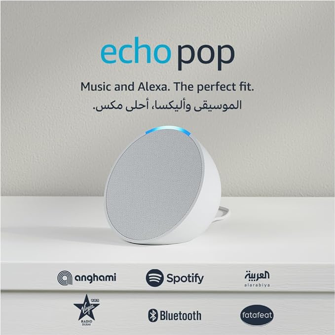 ECHO POP | FULL SOUND COMPACT SMART SPEAKER WITH ALEXA | GLACIER WHITE