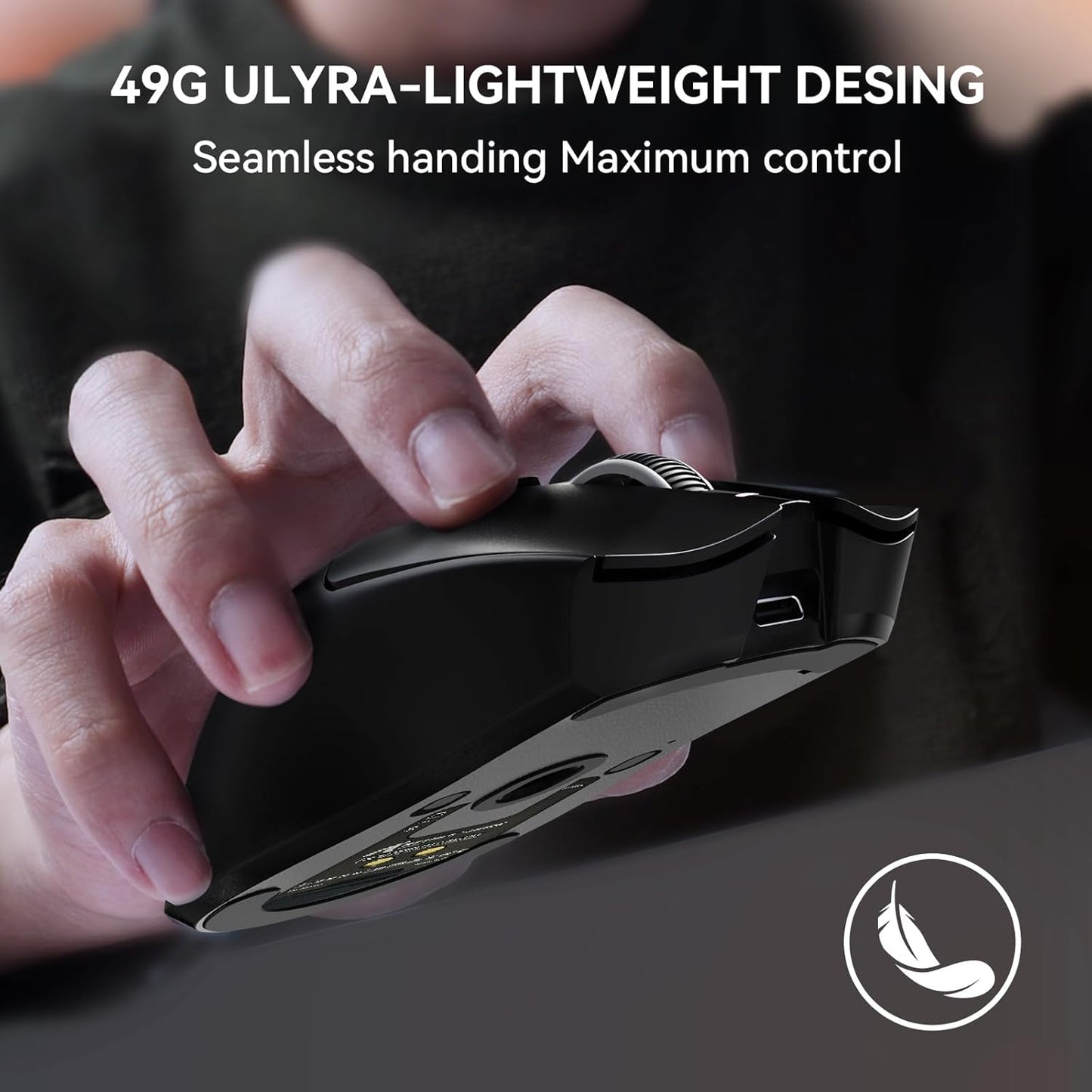 ATTACK SHARK X1 Wireless Gaming Mouse with RGB Charging Dock, PAW3395 PRO Sensor Up to 40K DPI,53g Ultra Light Tri-Mode Computer Mice,1KHz Polling Rate 5 Programmable Buttons for WIN/MAC-Black