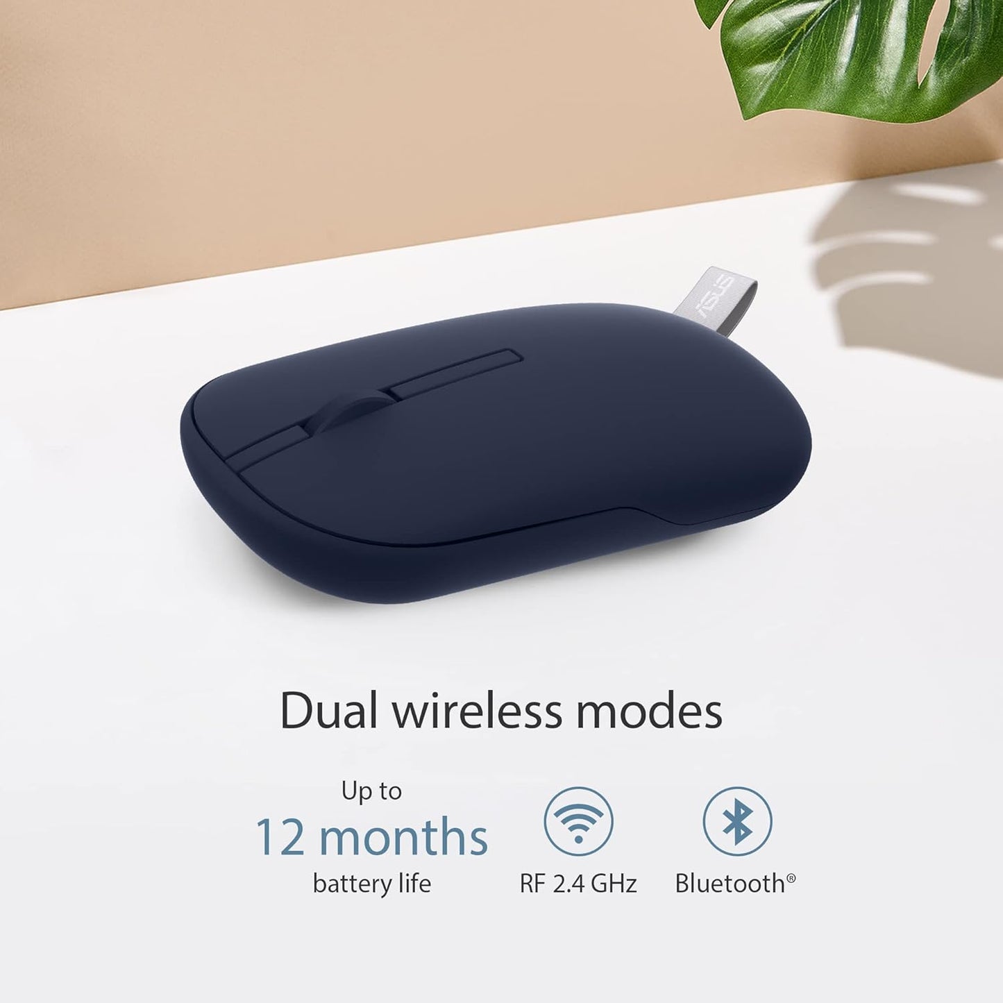 ASUS Marshmallow MD100 /Adj. DPI,2 in 1 Color with Swappable Magnetic top,Silent Wireless Ambidextrous Optical Mouse with Bluetooth