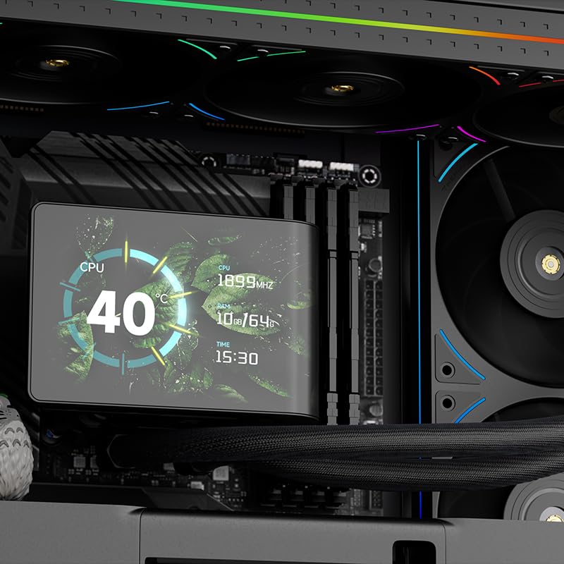 Thermalright Wonder Vision 360 UB ARGB Black CPU AIO Cooler,360mm Radiator, 2K 60HZ Curved Screen 3D with 2400x1080 Resolution,for AM4/AM5,Intel LGA1851/1700,6.67in 3D Screen High Performance Pump