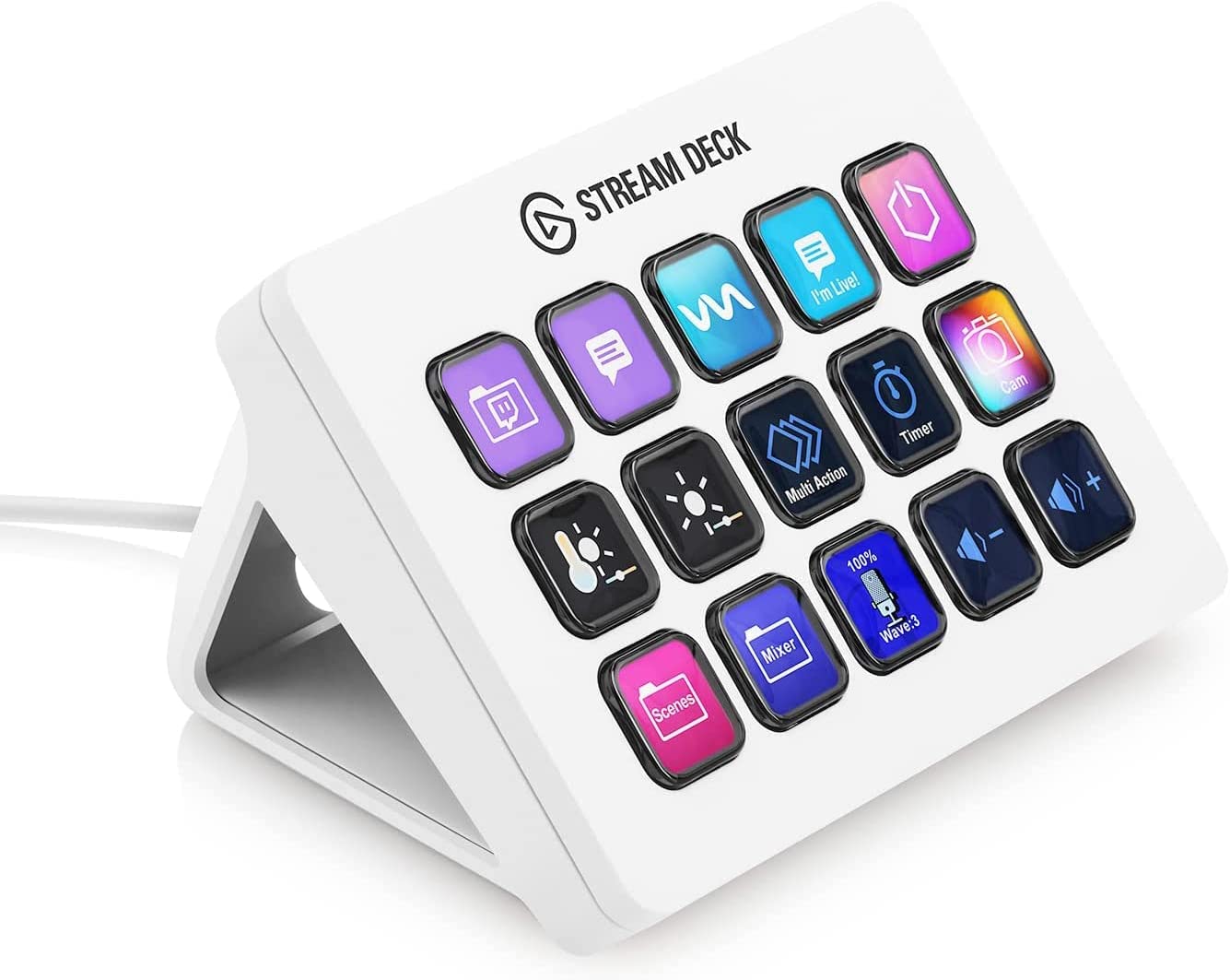 Elgato Stream Deck MK.2 White – Studio Controller, 15 macro keys, trigger actions in apps and software like OBS, Twitch, YouTube and more, works with Mac and PC