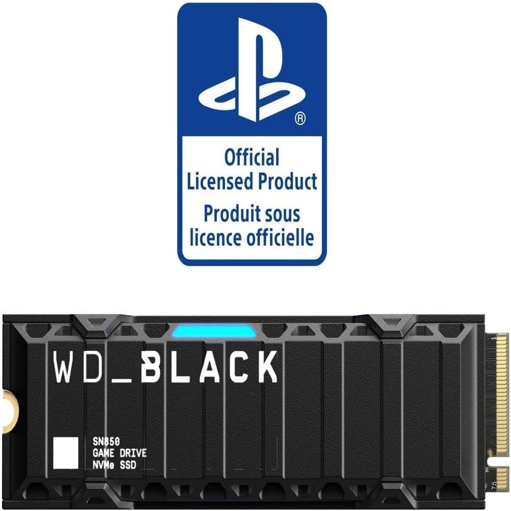 WD_BLACK 1TB SN850 NVMe SSD for PS5 Consoles,SSD with Heatsink Gen4 PCIe, M.2 2280, Up to 7,000 MB/s WDBBKW0010BBK WRSN