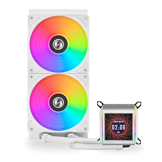 Lian-Li Galahad II LCD CPU Liquid Cooler - White, 280mm, ARGB Fan