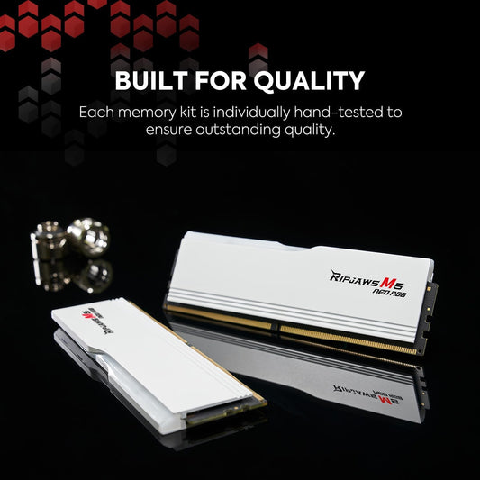 G.SKILL Ripjaws M5 Neo RGB Series (AMD Expo) DDR5 RAM 32GB (2x16GB) 6000MT/s CL36-48-48-96 1.25V Desktop Computer Memory UDIMM - Matte White.