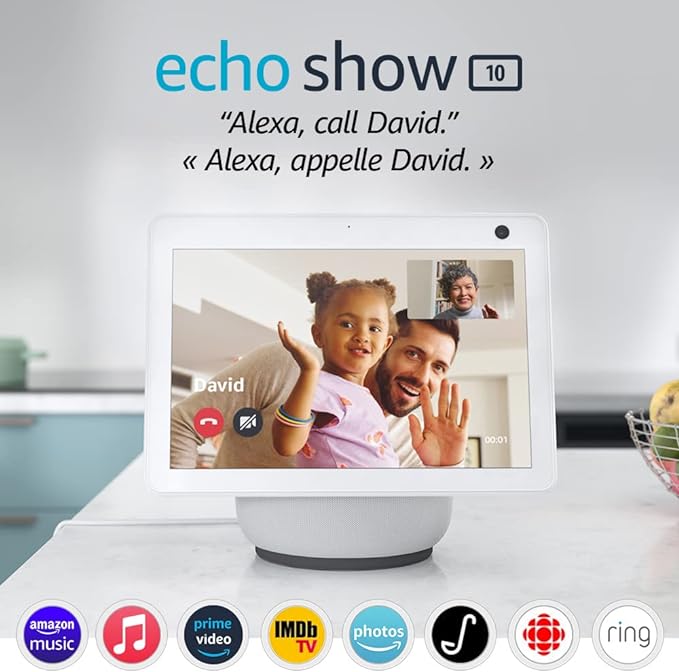 Echo Show 10 (3rd Gen) | HD smart display with motion and Alexa | Blanco