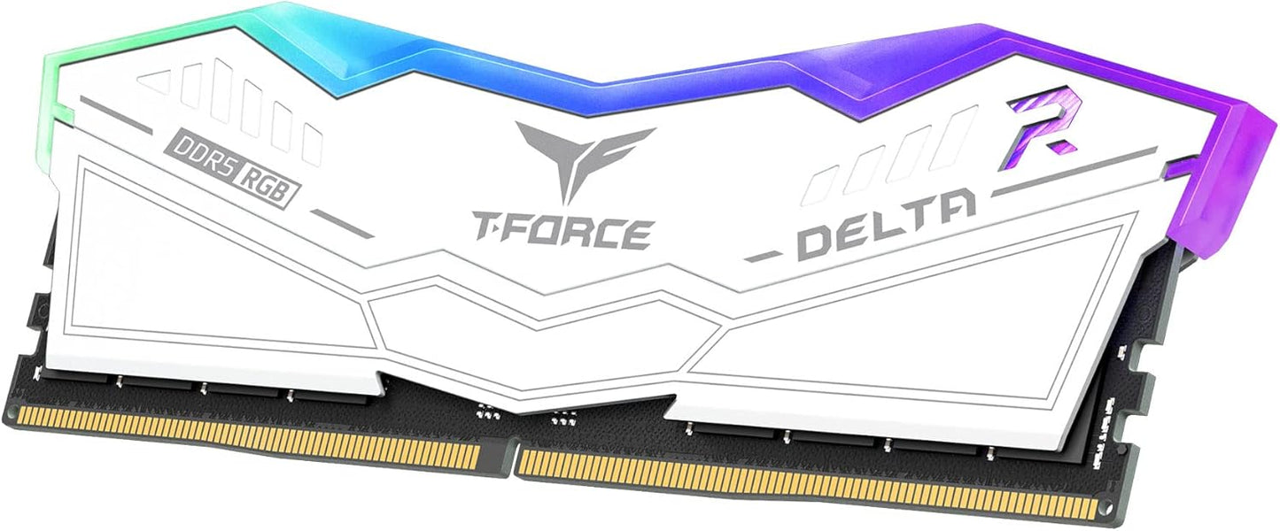 TEAMGROUP T-Force Delta RGB DDR5 Ram 32GB (2x16GB) 6200MHz PC5-49600 CL38 Desktop Memory Module Ram for 600 700 Series Chipset XMP 3.0 Ready White FF4D532G6200HC38ADC01-GC