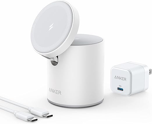 Anker 623 Magnetic Wireless Charger Maggo 2-In-1 With Pd Charger White, B2568221