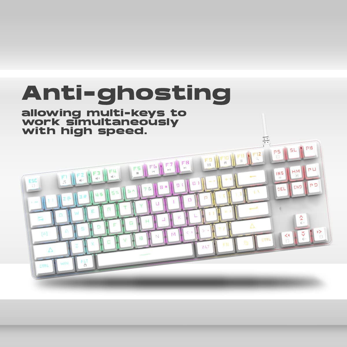 GameStop GS200 RGB Gaming Mechanical Keyboard - Outemu Brown Switches - 1000Hz Polling Rate - FPS Sniper (White)