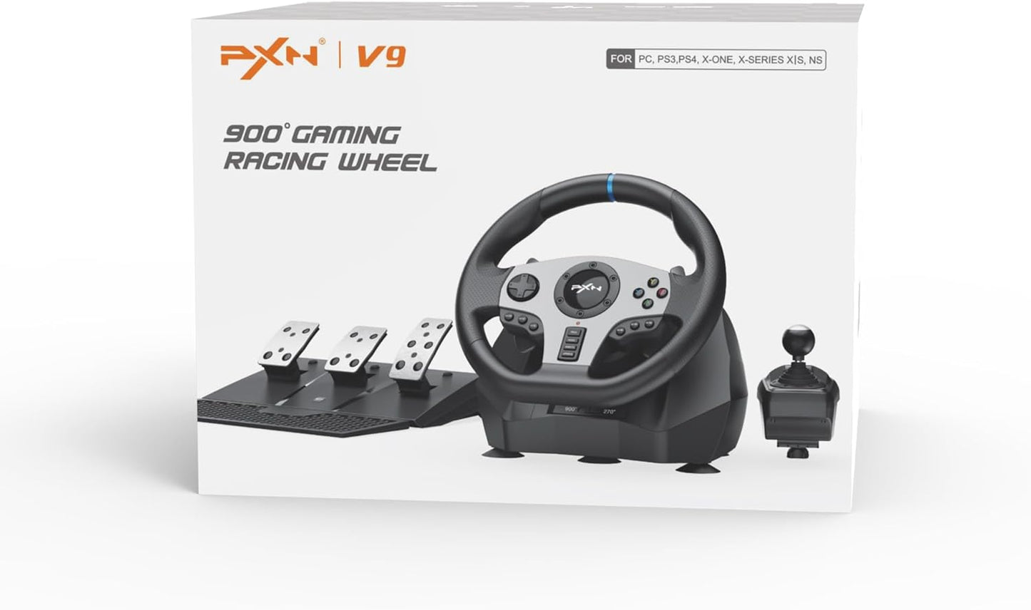 PXN V9 Steering Wheel,  for PC,Xbox One,Nintendo Switch,PS3,PS4,Xbox Series S/X