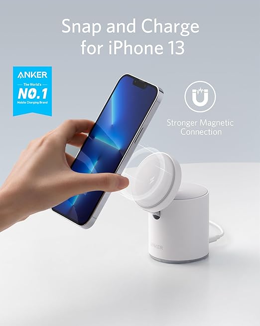 Anker 623 Magnetic Wireless Charger Maggo 2-In-1 With Pd Charger White, B2568221