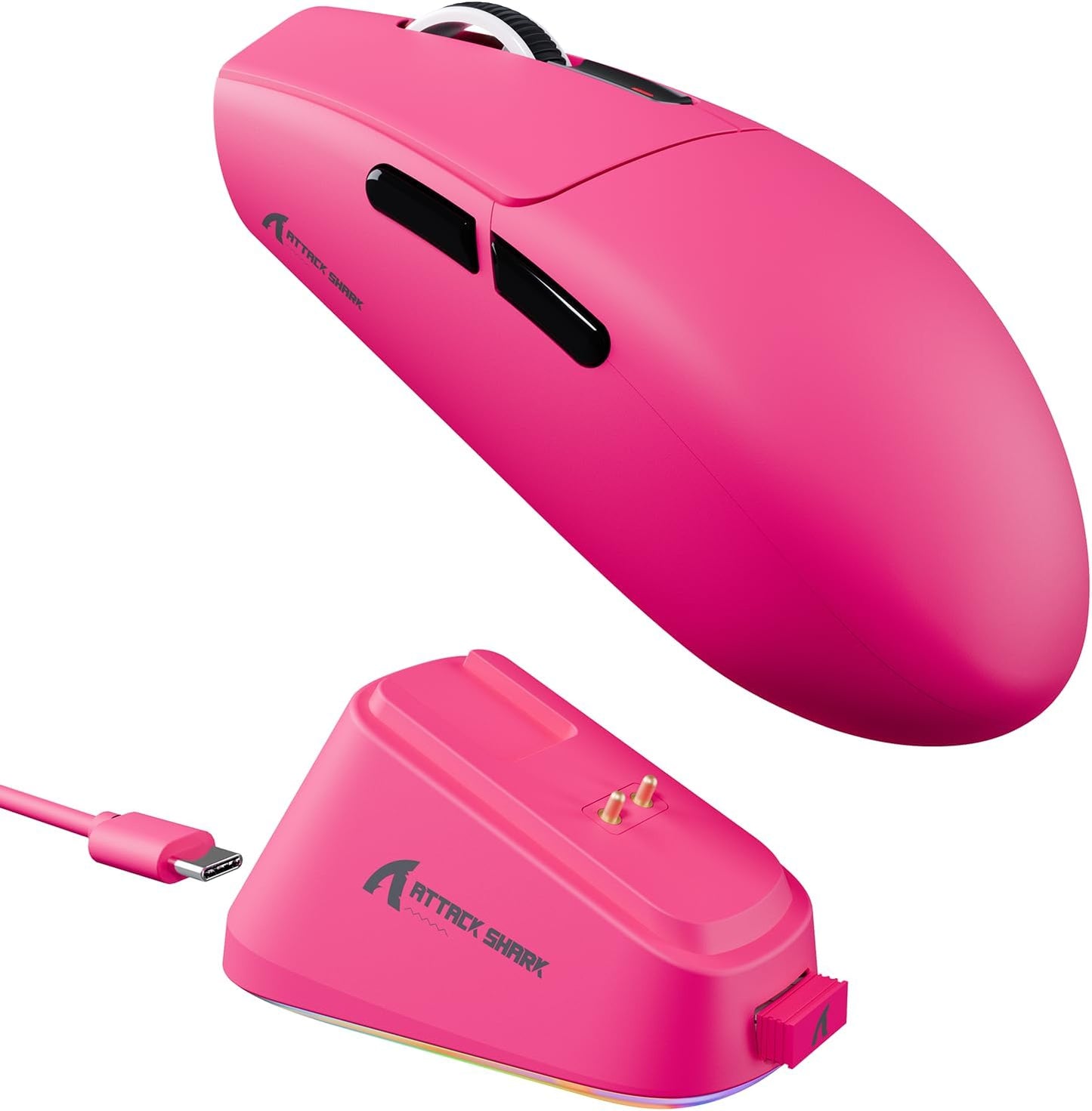 ATTACK SHARK G3PRO Wireless Gaming Mouse with Magnetic Charging Dock, PixArt PAW3311 Sensor, Up to 25000 DPI, BT/2.4Ghz/Wired, 100M Clicks, 500mAh, 59g SUPERLIGHT Mice for Win11/Xbox/PS/Mac -BerryRed