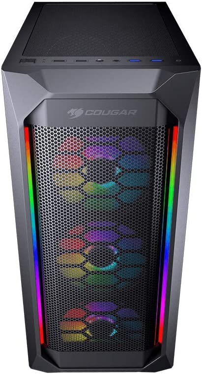 Cougar Mx410 Mesh-G RGB Powerful Airflow And Compact Mid-Tower Case With Tempered Glass, Dual RGB Strips And 4 X RGB Fans