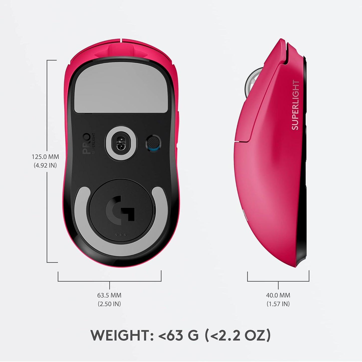 Logitech G PRO X Superlight Wireless Gaming Mouse, Ultra-Lightweight, Compatible with PC/Mac - Magenta