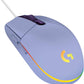 Logitech G203 Wired Gaming Mouse, 8,000 DPI, Rainbow Optical Effect LIGHTSYNC RGB, 6 Programmable Buttons, On-Board Memory, Screen Mapping, PC/Mac Computer and Laptop Compatible - Lilac