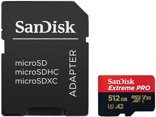 Sandisk 512gb extreme pro microsdxc + rescue deluxe 170mb/s a2 c10 v30 uhs-i u4