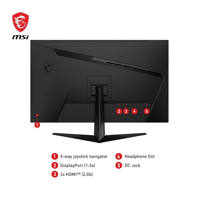 MSI G321Q 32 Inch WQHD Gaming Monitor - 2560 x 1440 IPS Panel, 170 Hz / 1ms, 123% sRGB Colour Gamut, HDR Ready, Tilt-Adjustable Stand - DP 1.2a, HDMI 2.0b