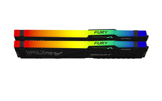 Kingston Fury Beast RGB 32GB 6000MT/s DDR5 CL40 DIMM Desktop Memory (Kit of 2) Single Module,Intel XMP 3.0-GC