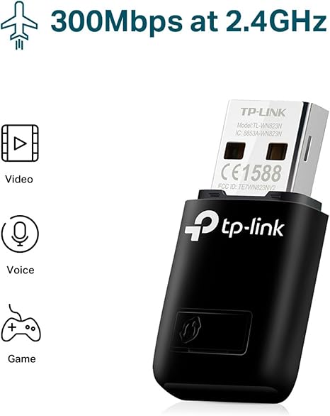 TP-Link TL-WN823N N300 Mini USB Wireless WiFi Network Adapter