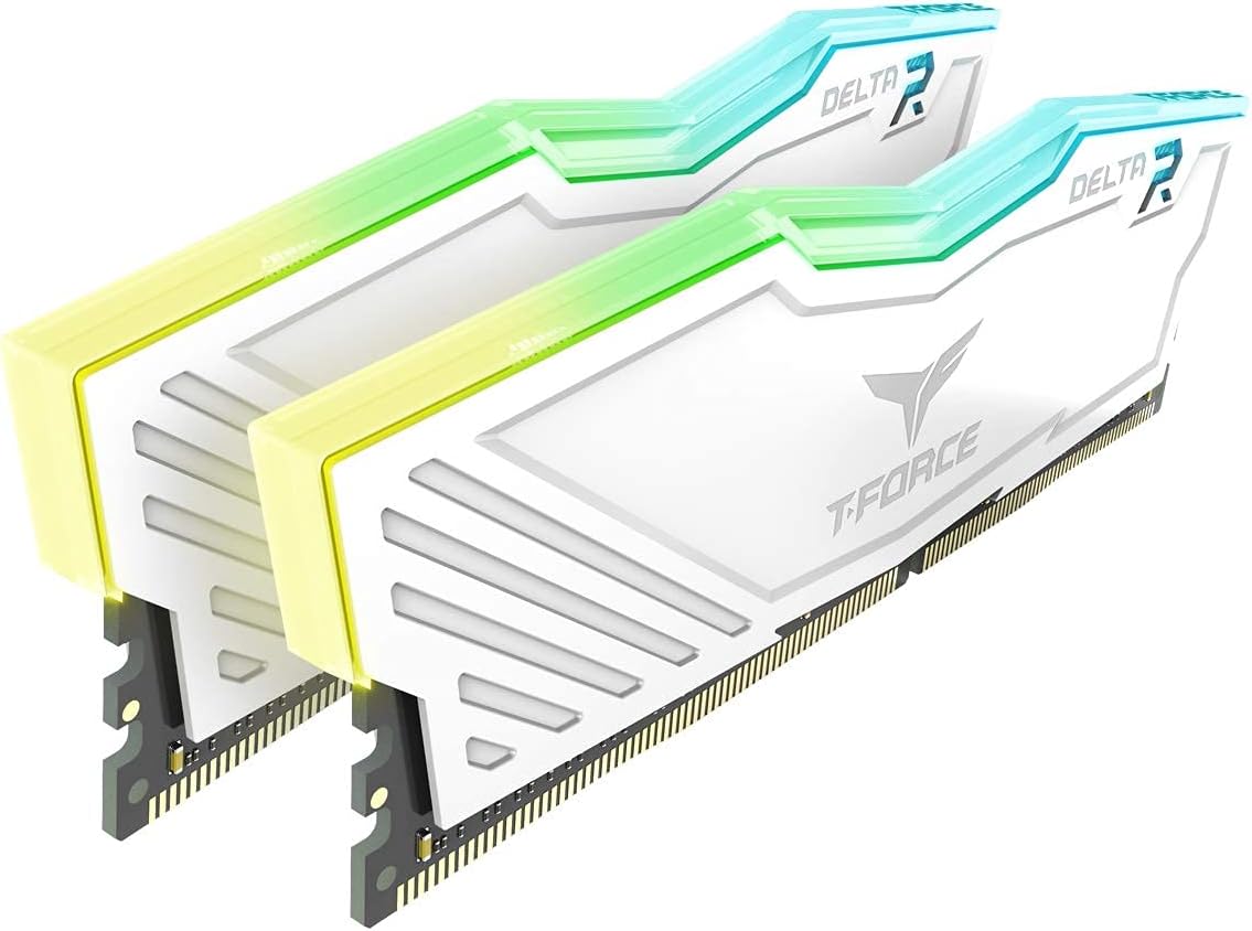 TEAMGROUP T-Force Delta RGB DDR4 32GB (2x16GB) 3600MHz (PC4-28800) CL18 Desktop Gaming Memory Module Ram TF4D432G3600HC18JDC01,White-GC