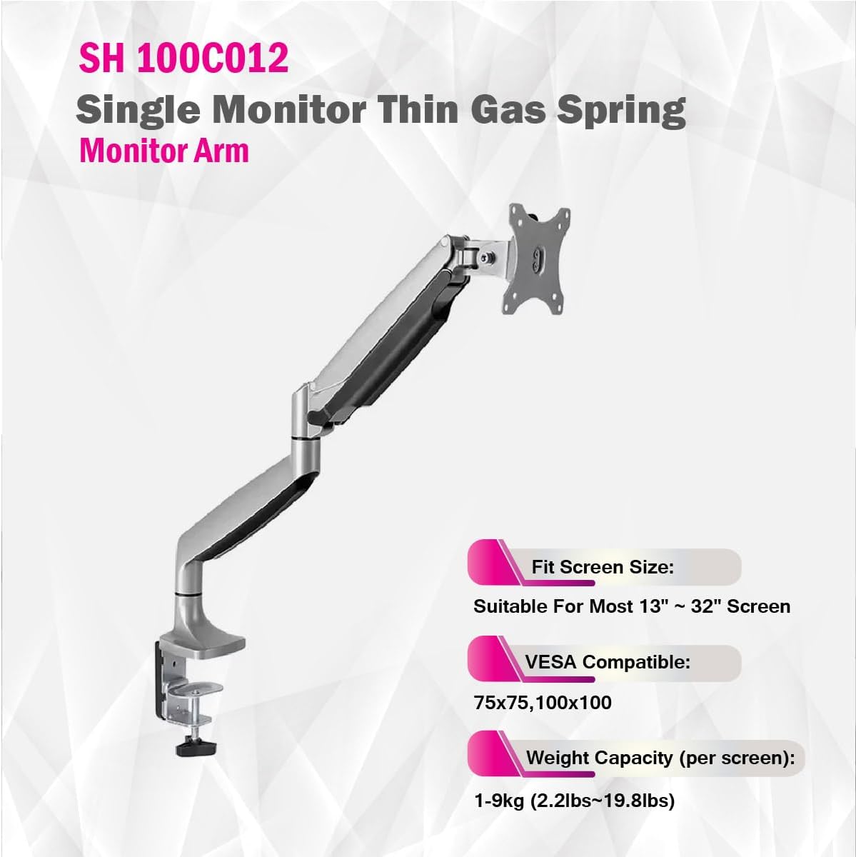 Skill Tech SH 100 C012 Premium Single Monitor Ergonomic Arm