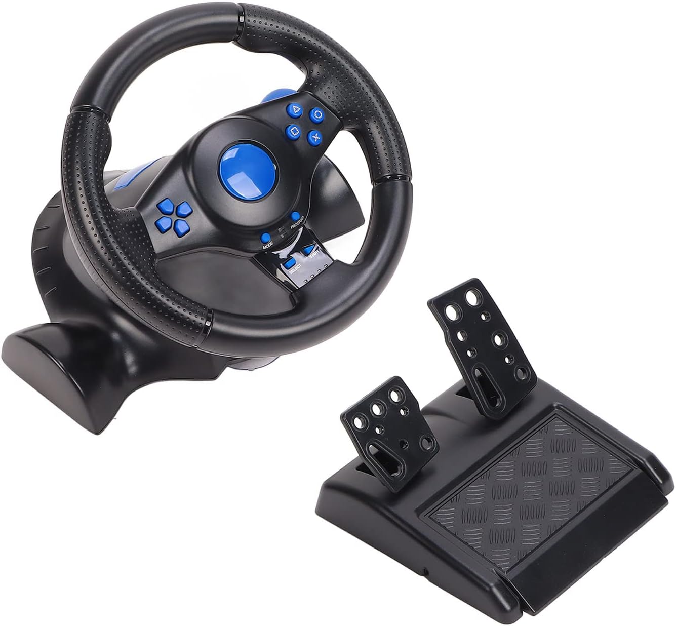 Game Steering Wheel, Vibration 180° Rotation Control Buttons Plug and Play Realistic USB Game Steering Wheel with Pedal