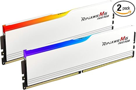 G.SKILL Ripjaws M5 Neo RGB Series (AMD Expo) DDR5 RAM 32GB (2x16GB) 6000MT/s CL36-48-48-96 1.25V Desktop Computer Memory UDIMM - Matte White (F5-6000J3648D16GX2-RM5NRW)