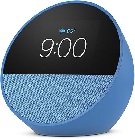 All-new Amazon Echo Spot (2024 release), Smart alarm clock with vibrant sound + Alexa, Ocean Blue